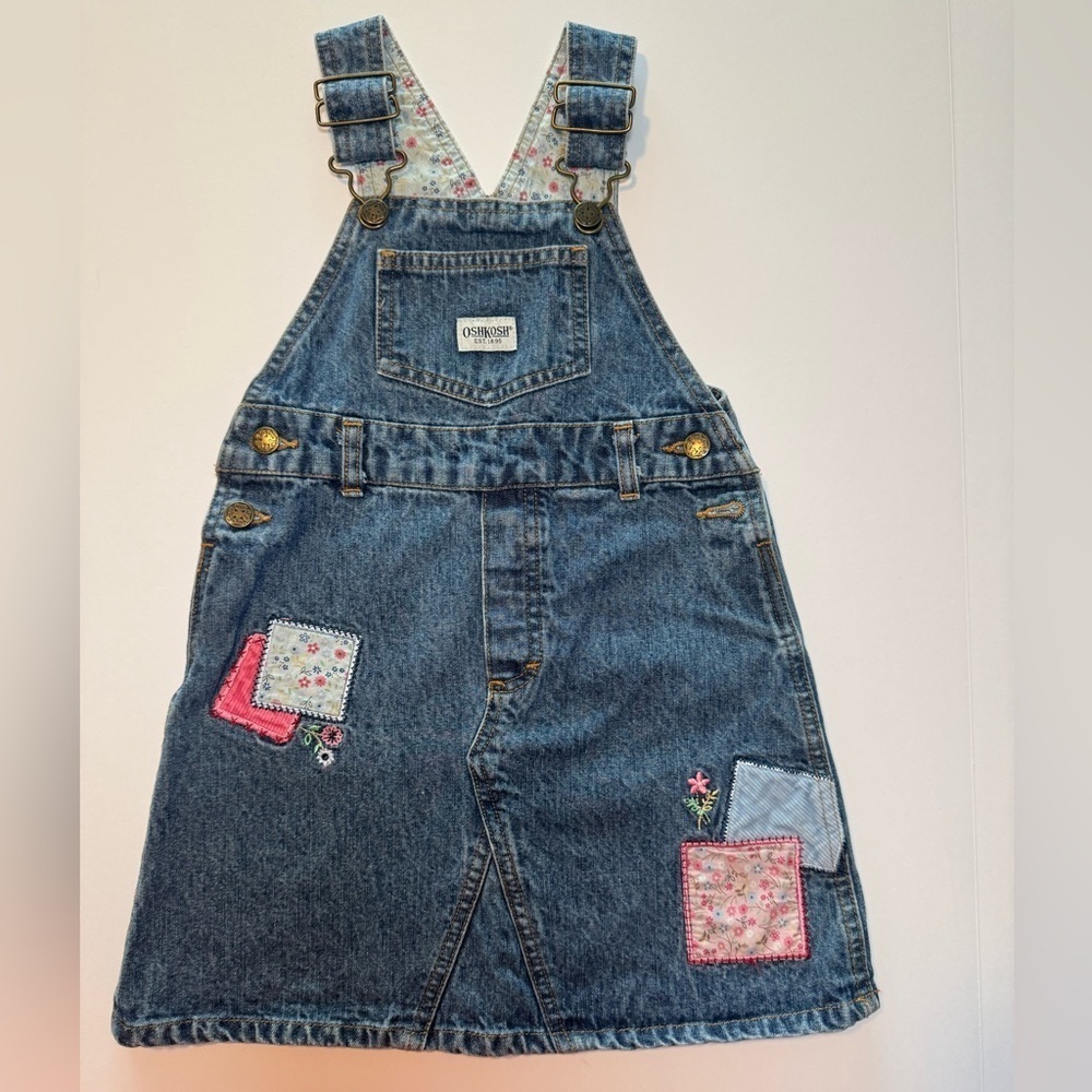 Osh Kosh Vintage Denim Patchwork Skirtall Size 4T